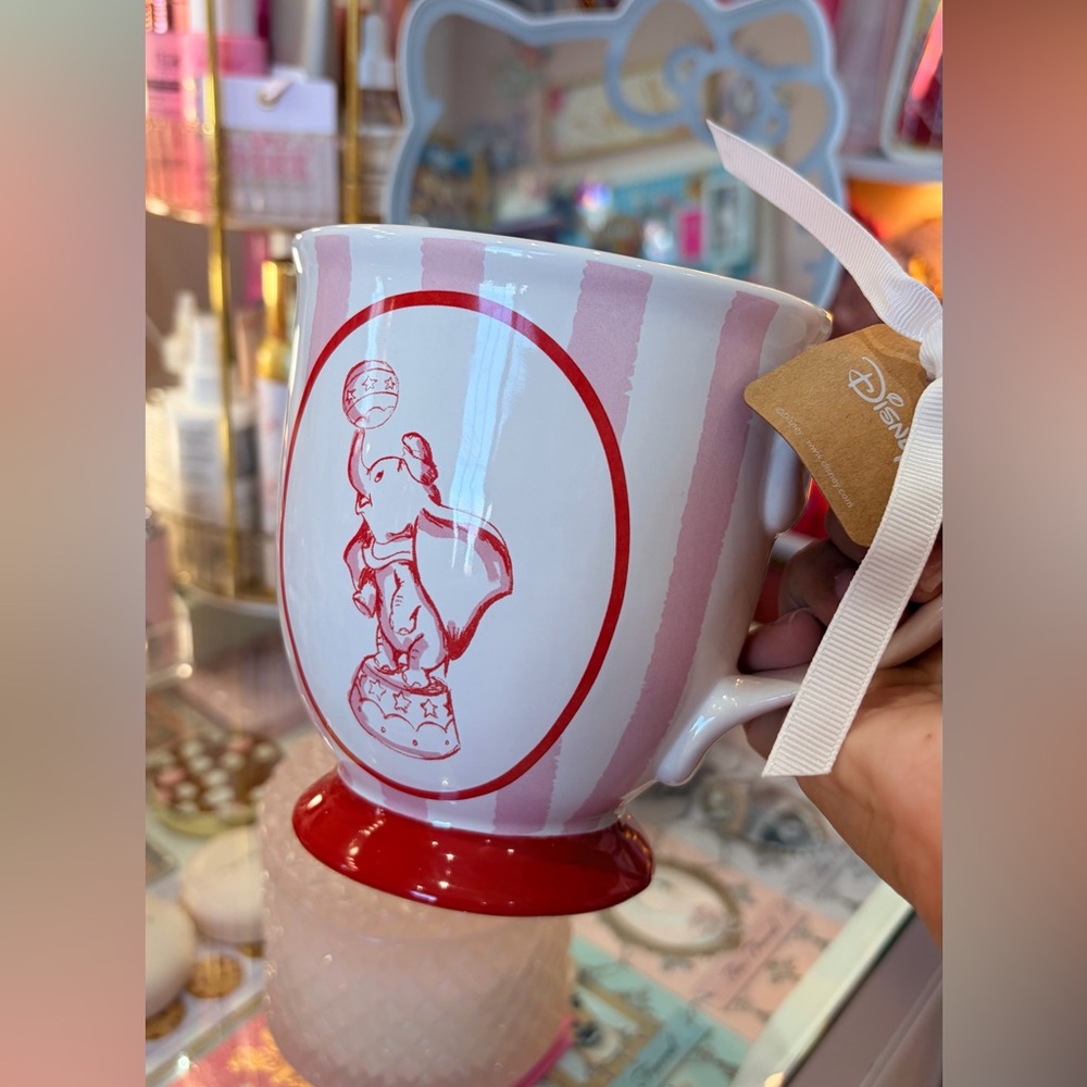 New Disney Rae Dunn Dumbo Red and White Striped Mug